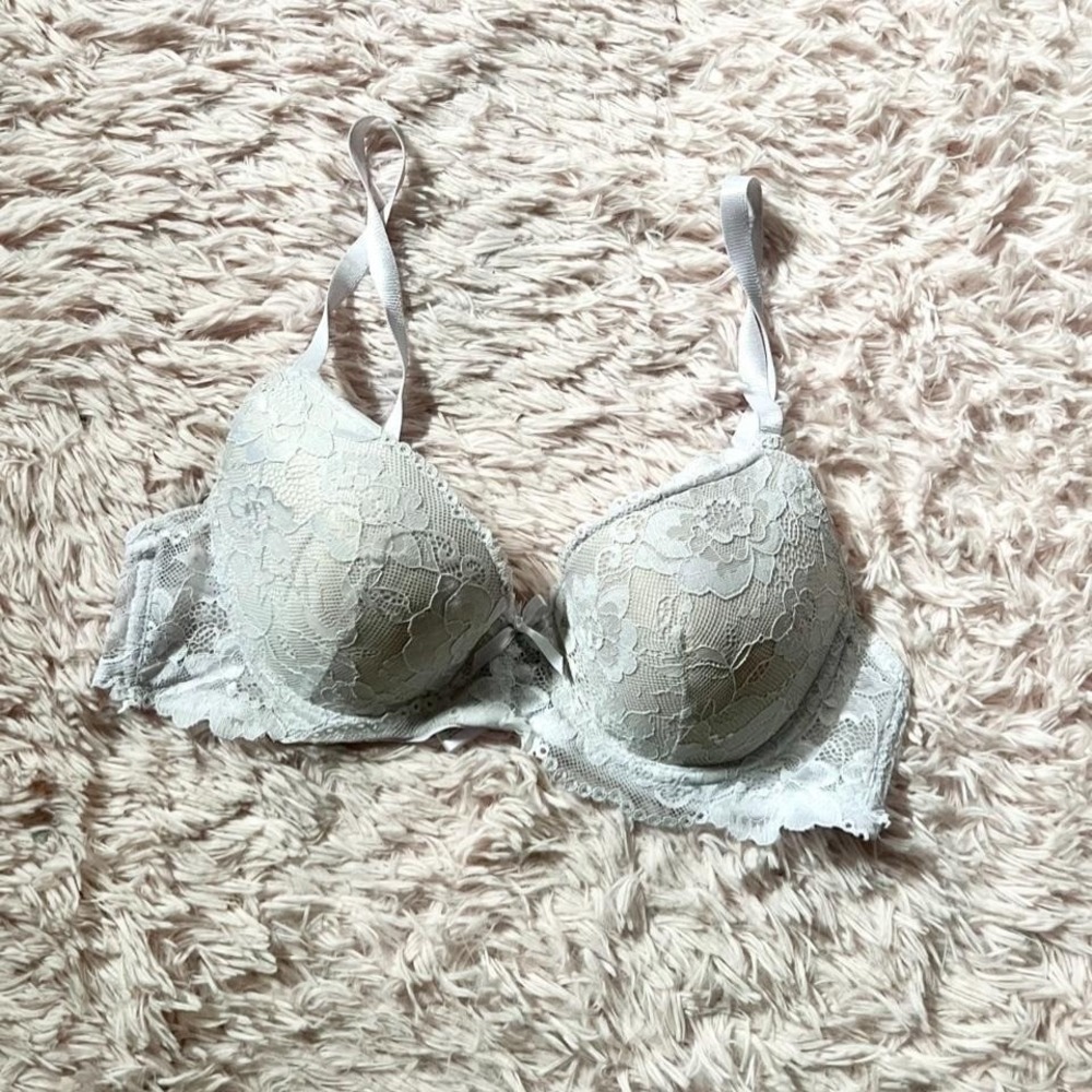 Bluxe White Lace Delicate Padded Angel Bra Womens 34C Bridal Goddess Feminine
